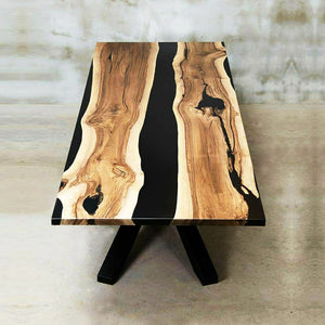 Classic Black Epoxy Resin Dining Table