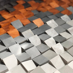 Off - White Wood Mosaic Wall Decor