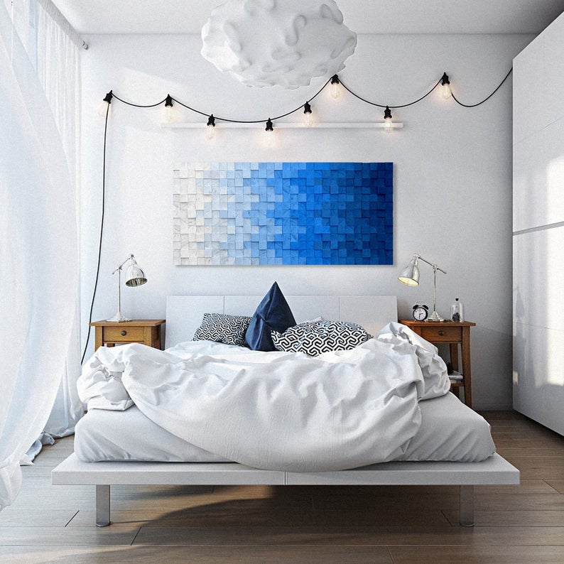Blue Sky Wood Mosaic Wall Decor