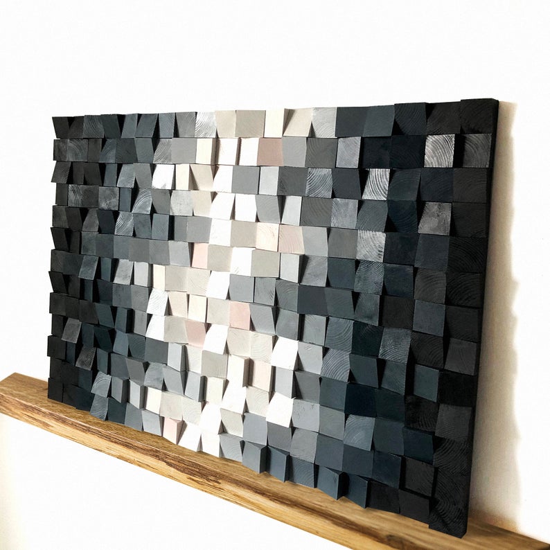Gray Tone Wood Mosaic Wall Decor