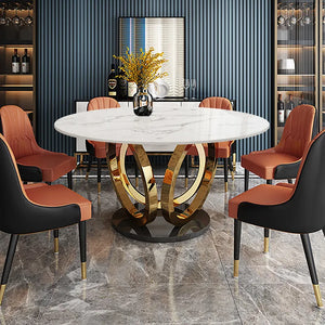 Amazing Modern Round White Marble Dining Table