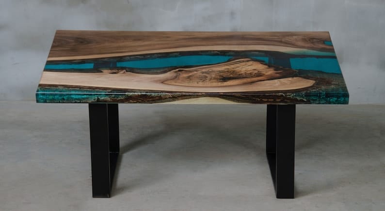 Modern Ocean Live Edge Epoxy Resin Dining Table