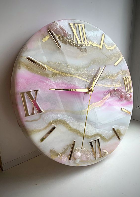 Modern Abstract Purple Epoxy Resin Wall Clock