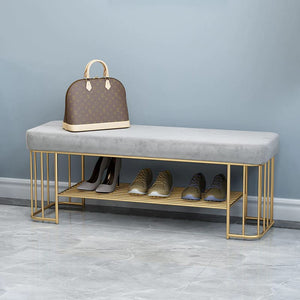 Modern Bench With Shoe Rack In Grey