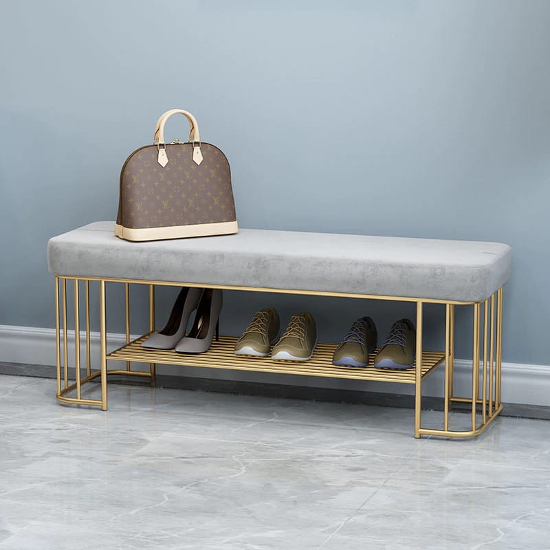Modern Bench With Shoe Rack In Grey