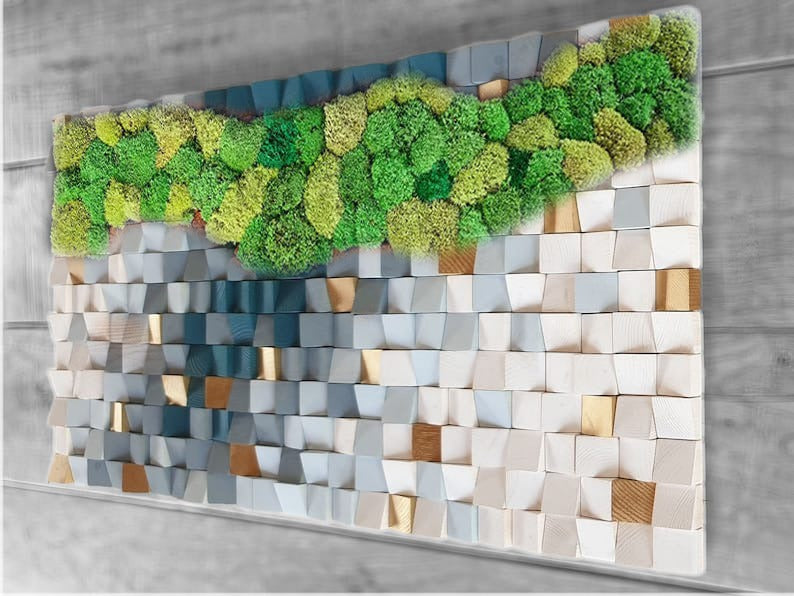 Valley Of Love Moss Wood Mosaic Wall Decor