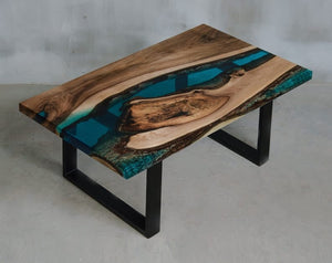 Modern Ocean Live Edge Epoxy Resin Dining Table