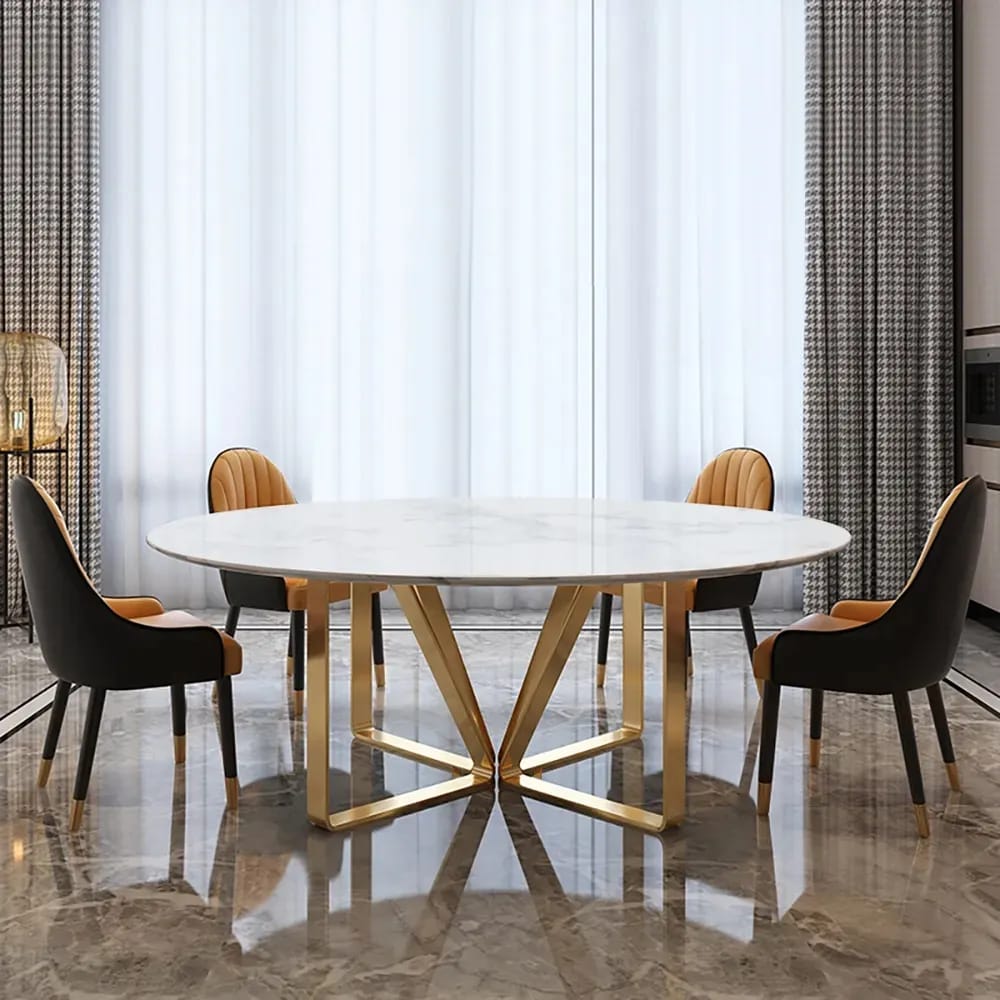 Modern Round White Marble Dining Table