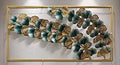 Royal Blue And Golden Fern Metal Wall Hanging