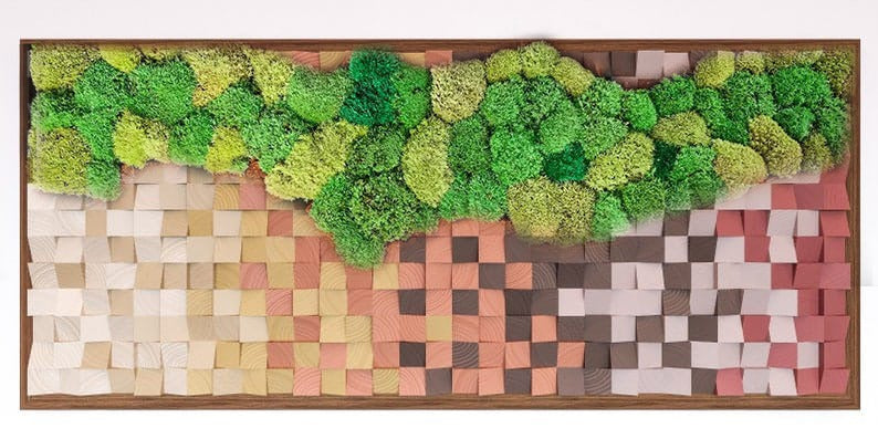 Way To Paradise Moss Wood Mosaic Wall Decor