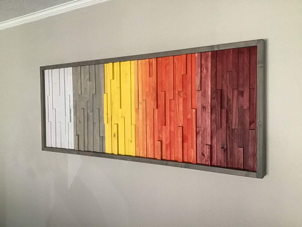 BRIGHT PLANK WOOD MOSAIC WALL DECOR