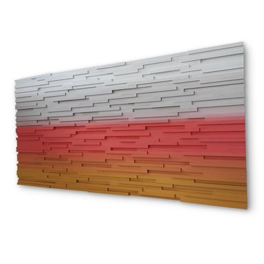Beautiful Abstract Landscape Wall Art Plank Wood Mosaic Wall Decor