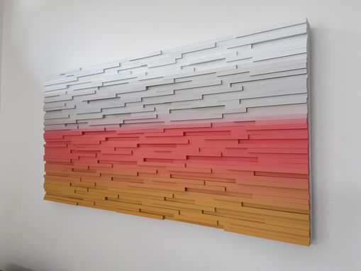 Beautiful Abstract Landscape Wall Art Plank Wood Mosaic Wall Decor