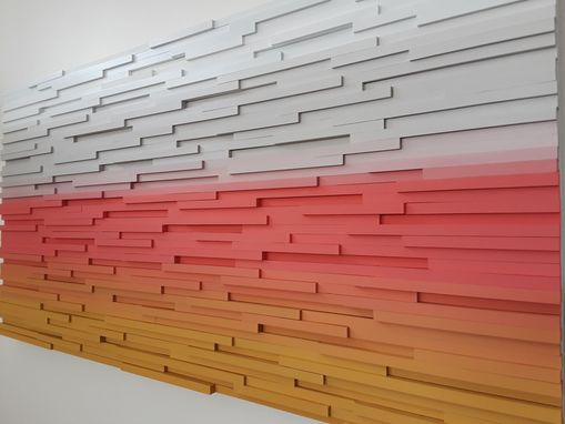 Beautiful Abstract Landscape Wall Art Plank Wood Mosaic Wall Decor
