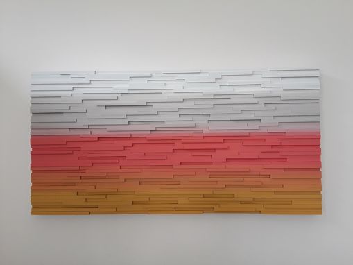 Beautiful Abstract Landscape Wall Art Plank Wood Mosaic Wall Decor