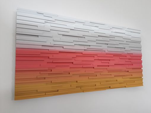 Beautiful Abstract Landscape Wall Art Plank Wood Mosaic Wall Decor