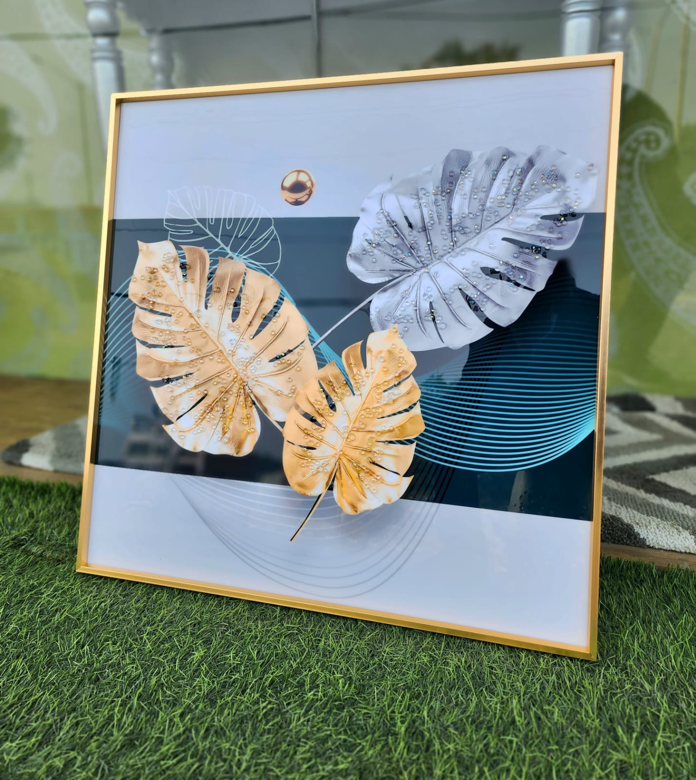 Beauty Of Golden Fern Crystal Painting Wall Decor