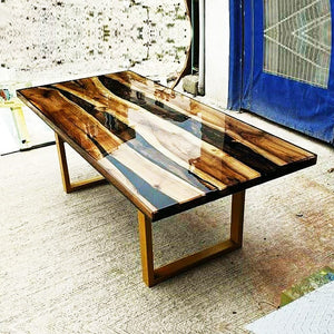 Modern Black And Brown Epoxy Resin Dining Table