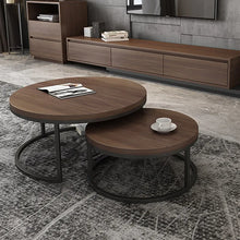 Load image into Gallery viewer, Black Metallic Nesting Center Tables In Chocolate Hue
