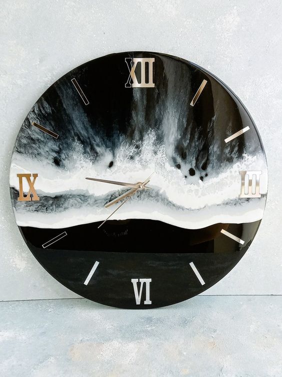 Black Ocean Epoxy Wall Clock
