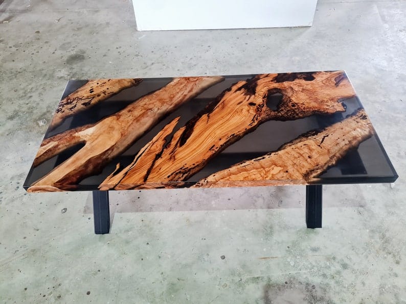 Transparent Black Panther Epoxy Resin Dining Table