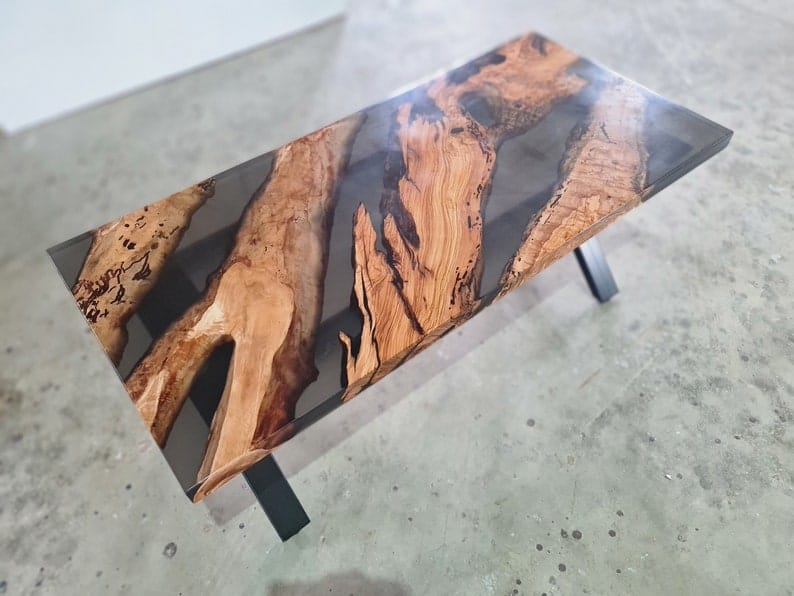 Transparent Black Panther Epoxy Resin Dining Table