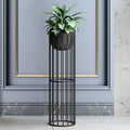 Black Plant Pot Modern Planter with Gold Stand for Indoor Metal