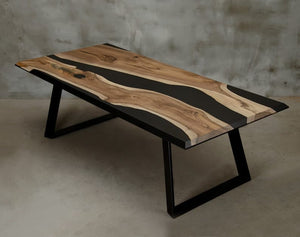 Modern Black Sea Epoxy Resin Dining Table