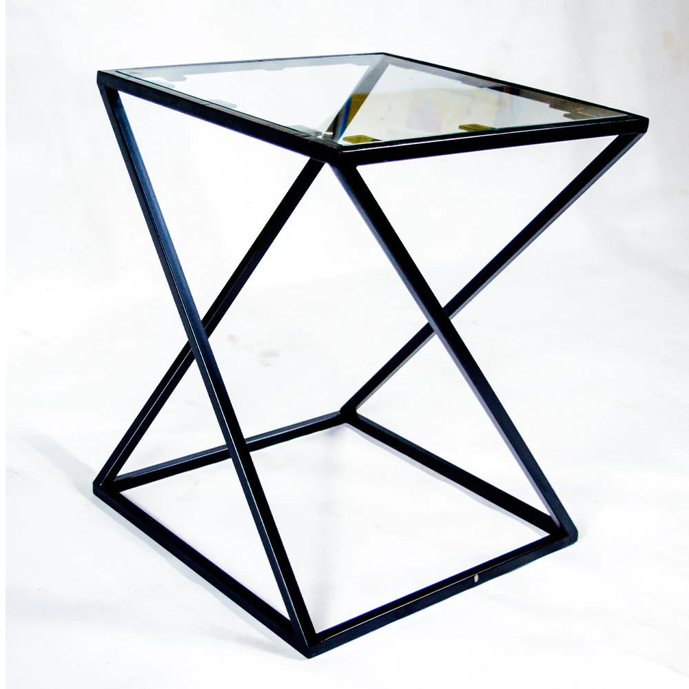 Black Zig Zag Pattern Metal Side Table