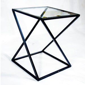 Black Zig Zag Pattern Metal Side Table