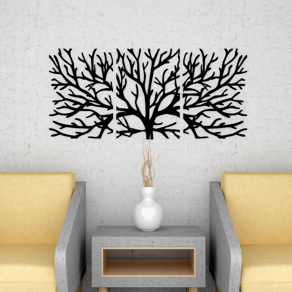 Black Color Tree Wooden Wall Hanging