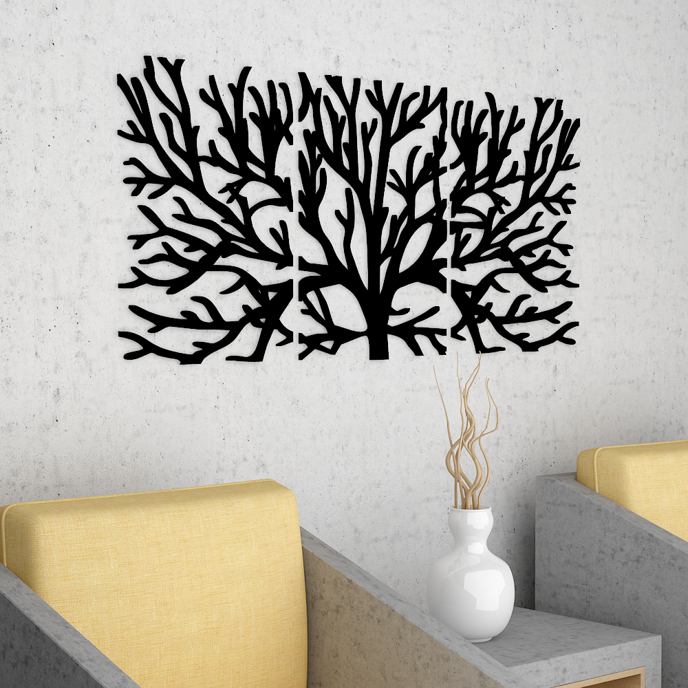 Black Color Tree Wooden Wall Hanging