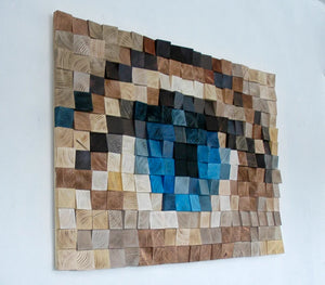 Blue Eye Wood Mosaic Wall Decor