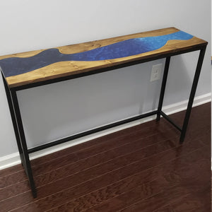 Blue Ombre Epoxy River Console Table