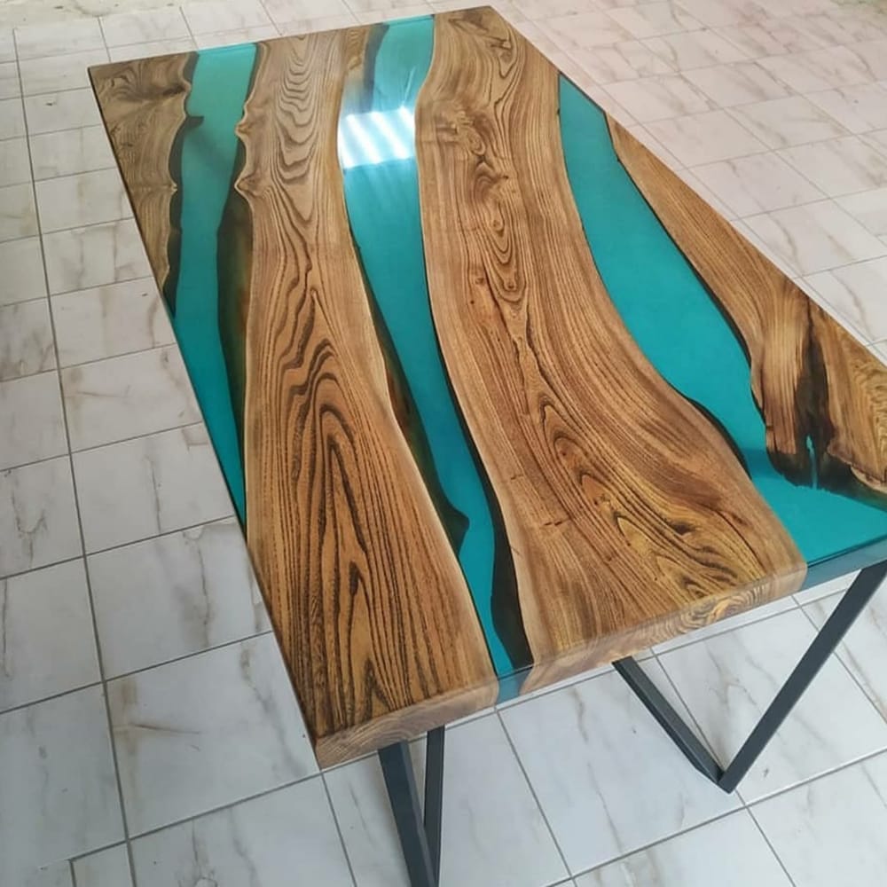 Modern Transparent Magic Of Blue Epoxy Resin Dining Table