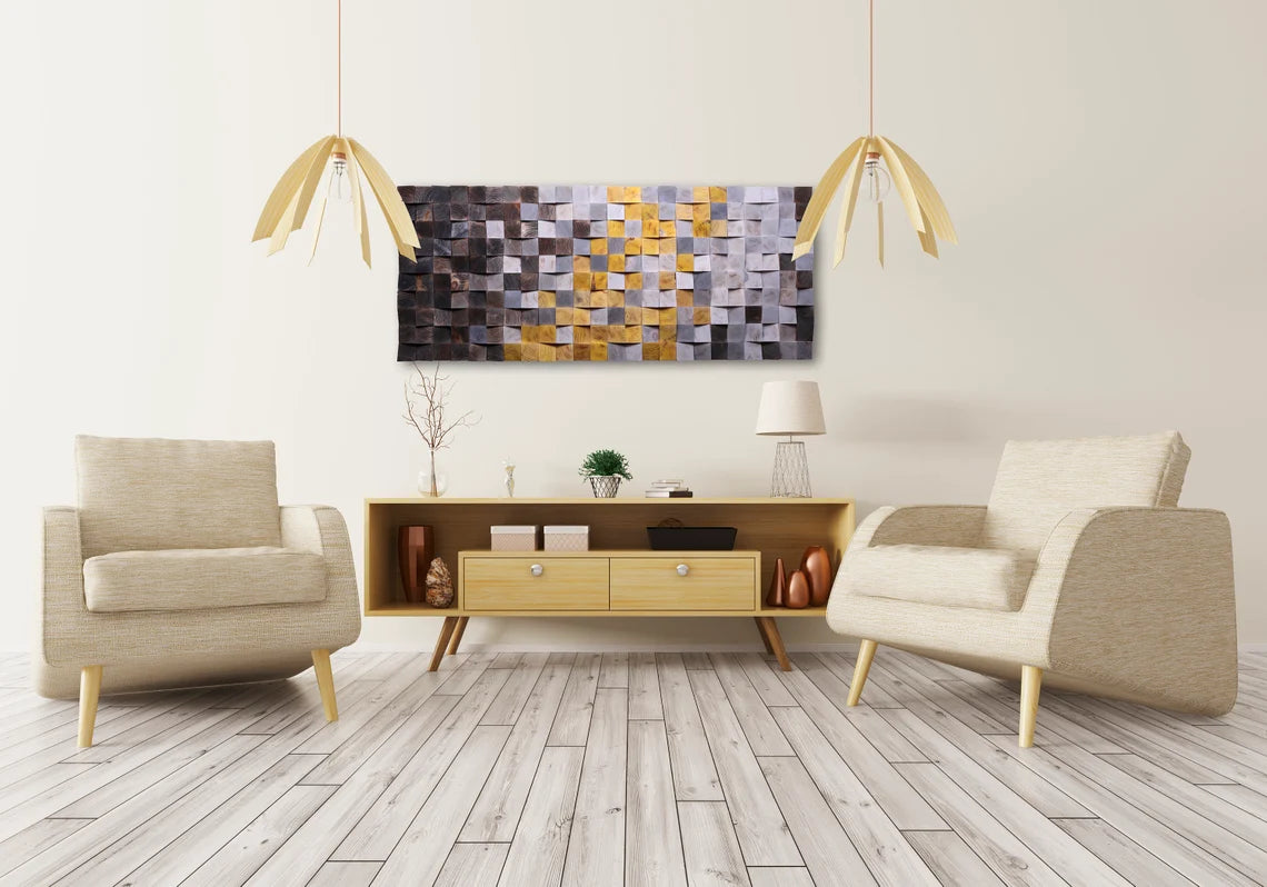 Carpet Of Clouds Wood Mosaic Wall Decor