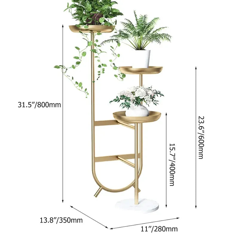 Chic Unique Shaped Metal Standing Plant Stand in Black