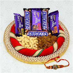 Chocolates and Dry fruits Thali with Rakhi