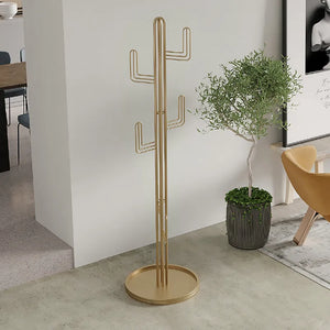 Clothing Rack Bedroom Entryway Coat Rack Freestanding Cactus Hall Tree in Gold