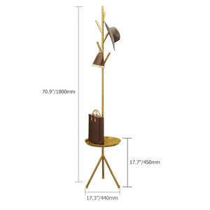 Clothing Rack Coat Stand with Table Modern Gold