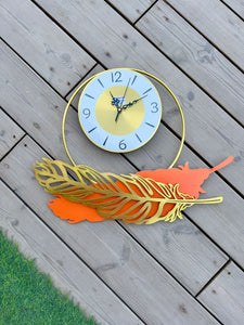 Colorful Leaves Metal Wall Clock