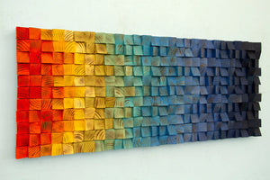 Colorful Rainbow Wood Mosaic Wall Decor