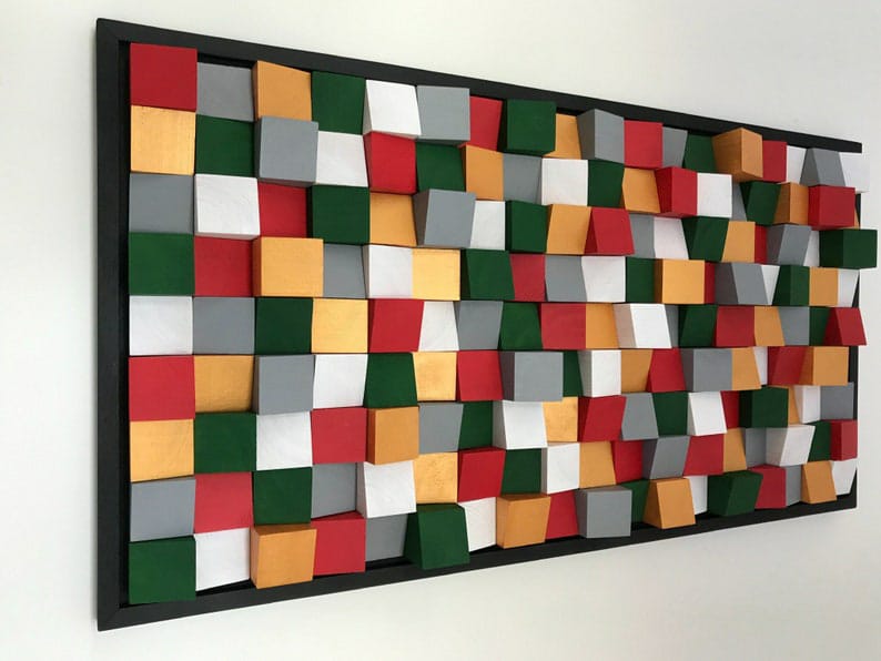 Colorful Vibes Only Wood Mosaic Wall Decor