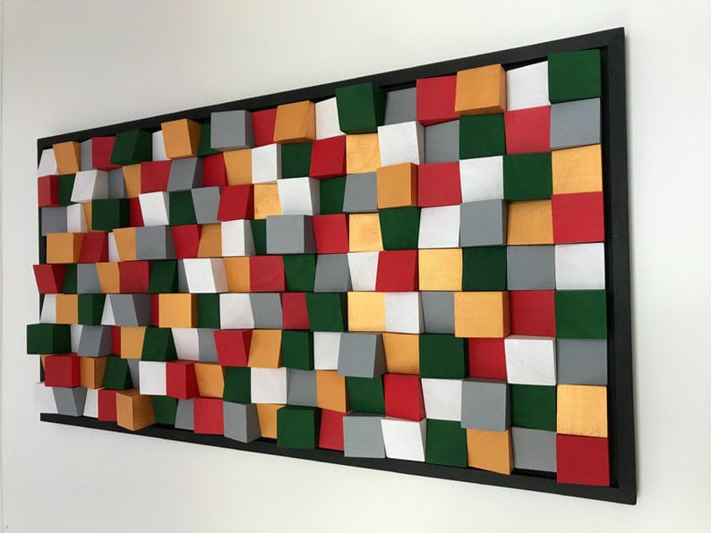 Colorful Vibes Only Wood Mosaic Wall Decor
