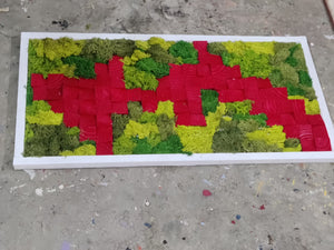 Colorful Redish Moss Wood Mosaic Wall Decor
