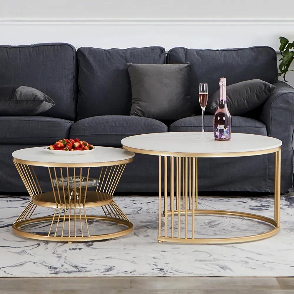 Ornate Complementing Golden Coffee Table (Set of 2)
