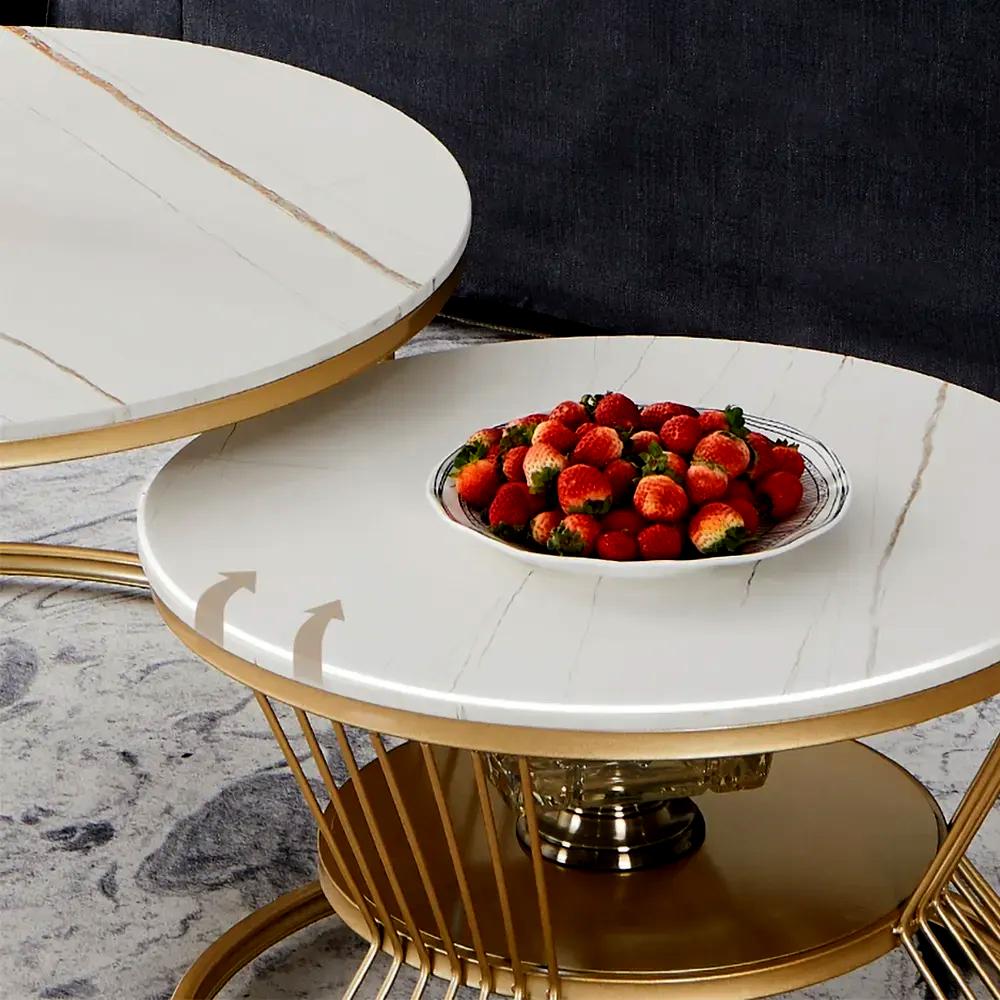 Ornate Complementing Golden Coffee Table (Set of 2)