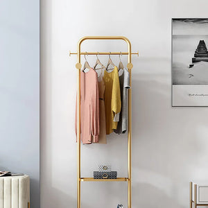 Contemporary Freestanding Rail Cloth Rack with Marble Base