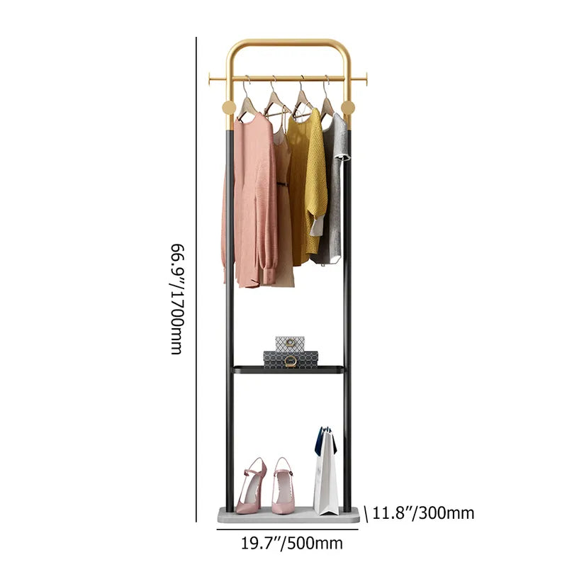 Contemporary Freestanding Rail Cloth Rack with Marble Base Saajawat