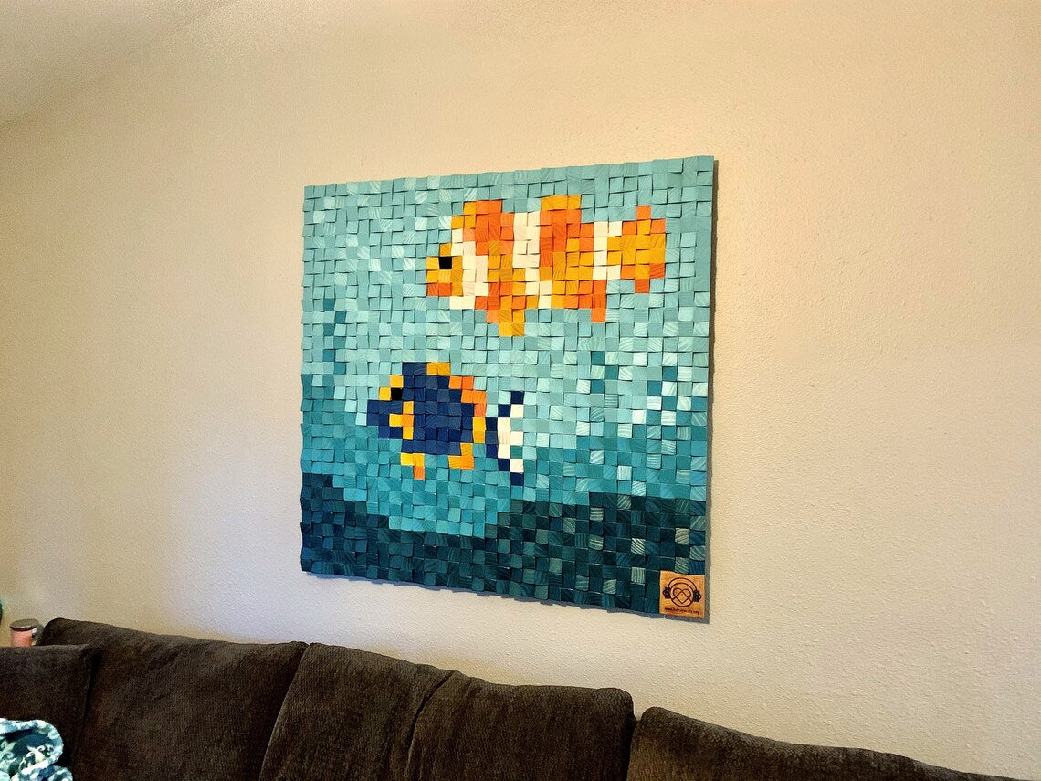 Deep Into The Sea Wood Mosaic Wall Decor